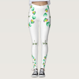 Romantic Cute Waterverf Green Valentijnsdag Leggings