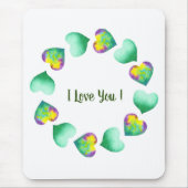 Romantic Cute Waterverf Green Valentijnsdag Muismat (Voorkant)