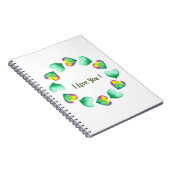 Romantic Cute Waterverf Green Valentijnsdag Notitieboek (Rechterzijde)