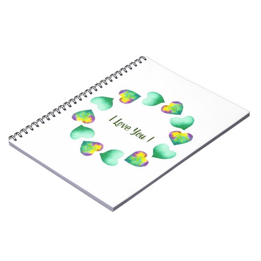 Romantic Cute Waterverf Green Valentijnsdag Notitieboek (Linkerzijde)
