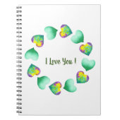 Romantic Cute Waterverf Green Valentijnsdag Notitieboek (Voorkant)