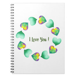 Romantic Cute Waterverf Green Valentijnsdag Notitieboek