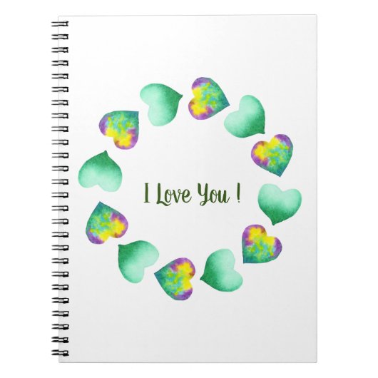 Romantic Cute Waterverf Green Valentijnsdag Notitieboek (Voorkant)