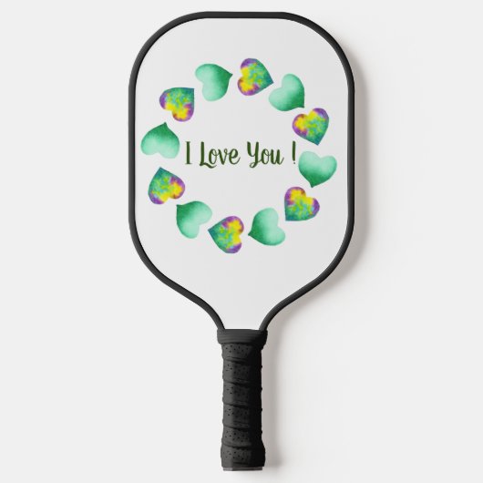 Romantic Cute Waterverf Green Valentijnsdag Pickleball Paddle (Voorkant)