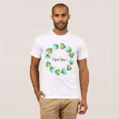 Romantic Cute Waterverf Green Valentijnsdag T-shirt (Voorkant volledig)
