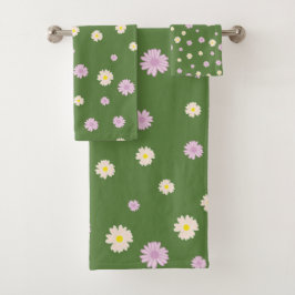 Romantic Daisies Ditsy Floral Pattern Pink Yellow Bad Handdoek