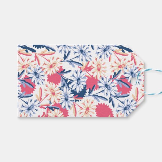 Romantic Daisy Flower Pattern Cadeaulabel (Voorkant (Horizontaal))