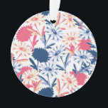 Romantic Daisy Flower Pattern Ornament<br><div class="desc">Cute Daisy Flower Art Pattern in Red and Blue Color Palette. Mooi design voor iedereen die van bloem houdt.</div>