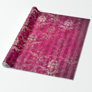 Romantic Damask Burgundy Gold Cadeaupapier