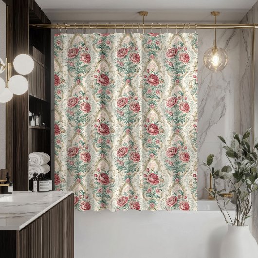 Romantic Damask Curtain Pastel Victorian Accent Douchegordijn