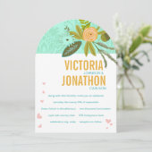 Romantic Damask Mint en Gold Wedding Invitations Kaart (Staand voorkant)