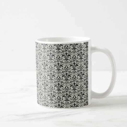 Romantic Damask Mok, grijs Koffiemok (Rechts)