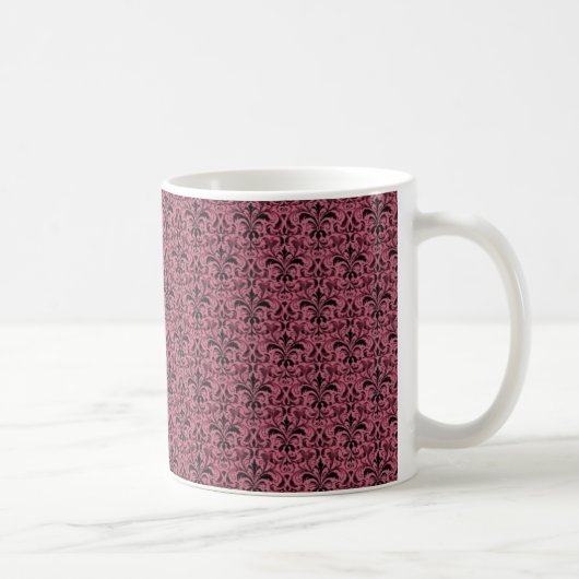 Romantic Damask Mok, Magenta Koffiemok (Rechts)