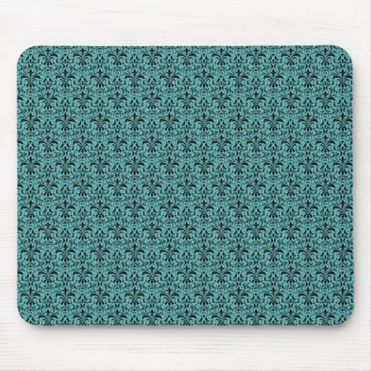 Romantic Damask Mousepad, Blauwgroen Muismat (Voorkant)