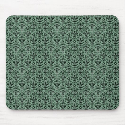 Romantic Damask Mousepad, Clover Green Muismat (Voorkant)