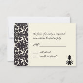  + Romantic Damask RSVP/diy color+font RSVP Kaartje (Achterkant)