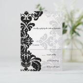 Romantic Damask Shadows Damask Wedding RSVP (Staand voorkant)