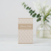 Romantic Damask Visitekaartje, Latte Visitekaartje (Staand voorkant)