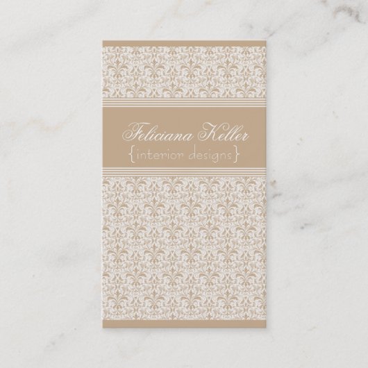 Romantic Damask Visitekaartje, Latte Visitekaartje (Voorkant)