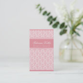 Romantic Damask Visitekaartje, roze Visitekaartje (Staand voorkant)