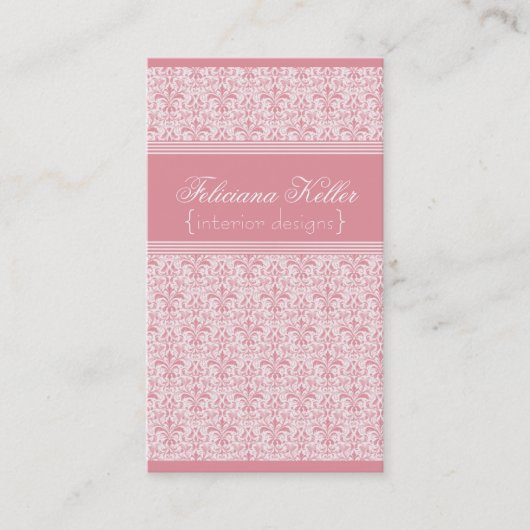 Romantic Damask Visitekaartje, roze Visitekaartje (Voorkant)
