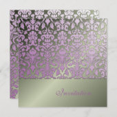 + Romantic Damask Wedding Invitations Kaart (Voorkant / Achterkant)