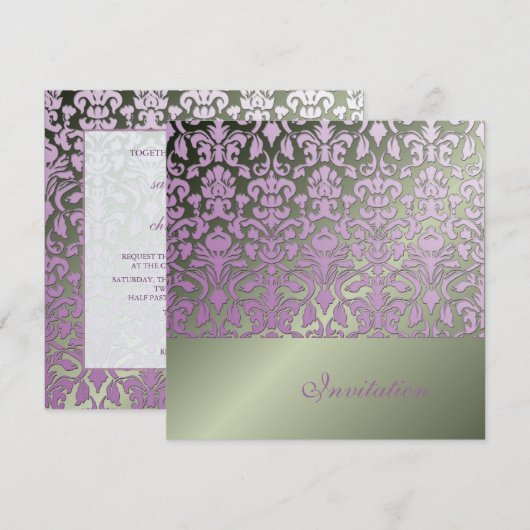 + Romantic Damask Wedding Invitations Kaart (Voorkant / Achterkant)