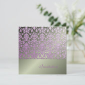 + Romantic Damask Wedding Invitations Kaart (Staand voorkant)
