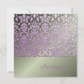 + Romantic Damask Wedding Invitations Kaart (Voorkant)