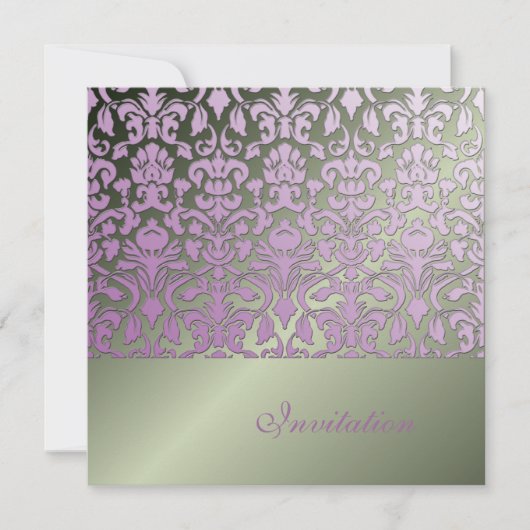 + Romantic Damask Wedding Invitations Kaart (Voorkant)