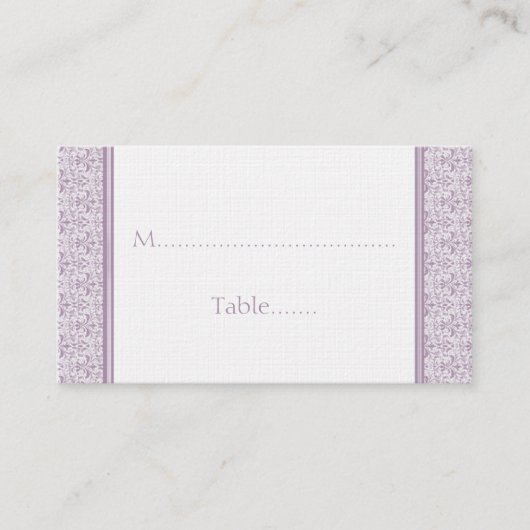 Romantic Damask Wedding Plaatskaart, Lavender Plaatskaartje (Voorkant)