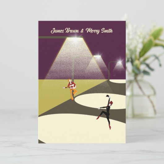 Romantic Dancer and Guitarist Lamps Lights Wedding Kaart (Staand voorkant)