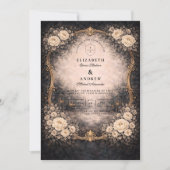 Romantic Dark Baroque Wedding Kaart (Voorkant)