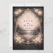 Romantic Dark Baroque Wedding Save The Date (Voorkant)