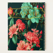 Romantic Dark Botanical Blue and Pink Floral Planner (Achterkant)