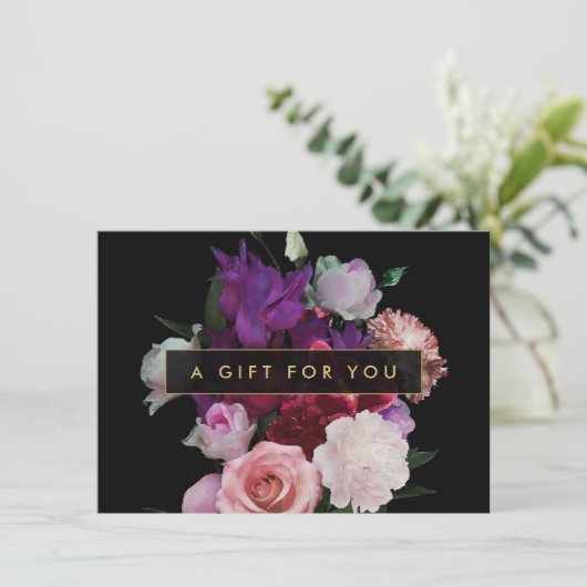 Romantic Dark Florals Cadeaubon (Staand voorkant)