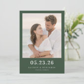 Romantic Dark Green Photo Save The Date (Staand voorkant)
