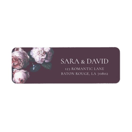 Romantic Dark Moody Autumn Floral Return Address Etiket (Voorkant)