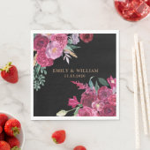 Romantic Dark Moody Burgundy  Floral Black Wedding Servet (Insitu)