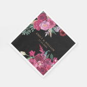 Romantic Dark Moody Burgundy  Floral Black Wedding Servet (Hoek)