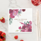 Romantic Dark Moody Burgundy Maroon Floral Wedding Servet (Insitu)