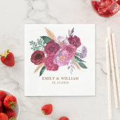Romantic Dark Moody Burgundy Maroon Floral Wedding Servet (Insitu)
