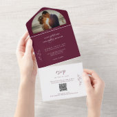 Romantic Dark & Moody Burgundy Weduwfoto All In One Uitnodiging (Afscheurbaar)