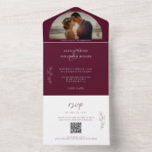 Romantic Dark & Moody Burgundy Weduwfoto All In One Uitnodiging (Binnen)