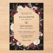Romantic Dark Moody Floral Wedding Acryl Uitnodigingen (Voorkant)