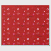 Romantic dark red kisses cadeaupapier (Vlak)