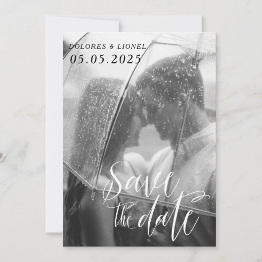Romantic de Foto bewaart de datum Uitnodiging (Voorkant)