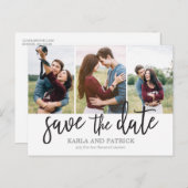 Romantic de Foto van het Manuscript collage sparen Aankondigingskaart (Voorkant / Achterkant)