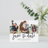 Romantic de Foto van het Manuscript collage sparen Aankondigingskaart (Staand voorkant)