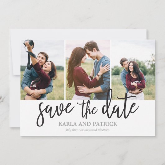 Romantic de Foto van het Manuscript collage sparen Save The Date (Voorkant)